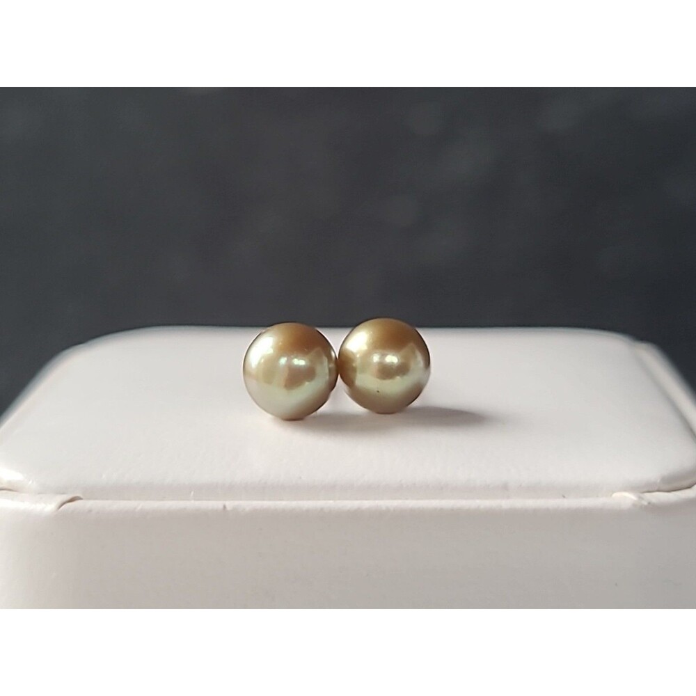 Honora 925 Sterling Silver Green Pearl Stud Earrings Vintage READ Description